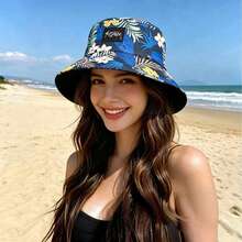 1pc Summer Fashion Printed Reversible Bucket Hat, Spring/Summer Versatile Sun Protection Beach Hat, Personalized Hat - Multicolor - View 10