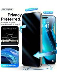 ZYSHI 2-Pack Full Screen Privacy Tempered Glass Screen Protector, Compatible With IPhone 17/16/15 Pro Max/14 Plus, Also Compatible With IPhone 16/15/14/13/11 Pro/X/XS Max/12 Mini/XR, Privacy Glass Screen Protector, Perfect Gift For Birthday, Family And Friends, Essential Phone Screen Protection Accessory, Suitable For Daily Protection, Office, Home Daily Protection Phone Screen Protector - Black - View 4