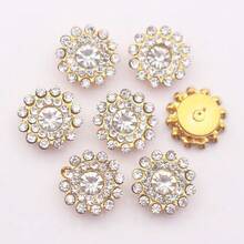 14MM Sunflower Hand Sewn Rhinestone 50Pcs/Pack Shiny Handmade Glass Sewing Crystal Sewing On Decorative Beads Flat Back Gold Base With Holes Gem DIY Accessories Needle And Thread Materials - Beige - View 7
