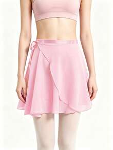 1 pezzo Gonna da balletto in chiffon con nastro in raso, gonna da danza mini avvolgente regolabile, sciarpa da vita, leggera e fluida, gonna trasparente da pratica per adulti, ideale per balletto, danza modellante e allenamento di danza cinese, accessori da spiaggia per donne - Multicolore - Visualizzare 4