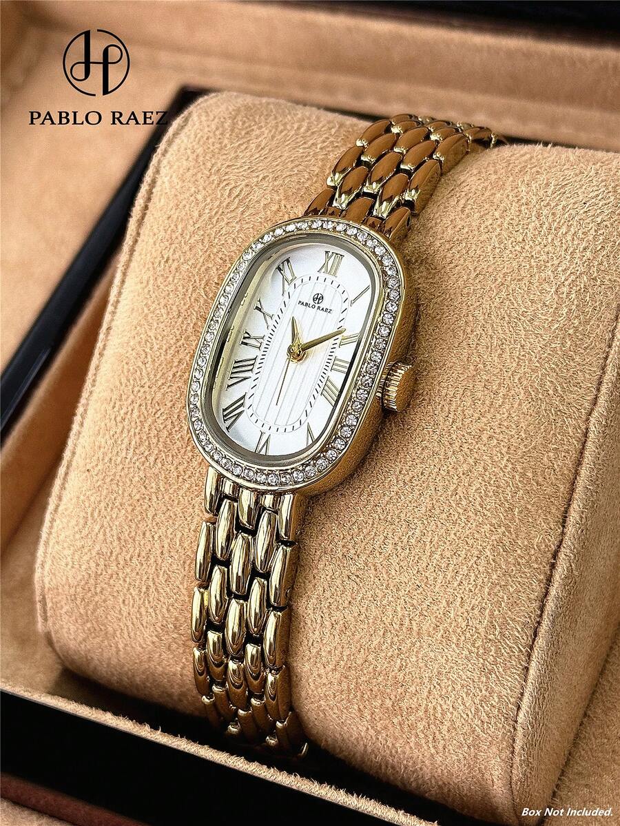 Pablo Raez 原創品牌女款手錶 1pc SUS304 不鏽鋼 18K 金頂級 AAA 品質奢華正裝錶 銀色 IPS 鍍層優雅新時尚長方形設計石英錶 白色錶盤高品質女孩熱門方形腕錶 50m 防水實心鋼錶帶鏈條附蝴蝶扣休閒可愛女學生小錶盤精美手錶適合送給朋友或家人禮物 日常/工作/派對裝飾生日禮物
