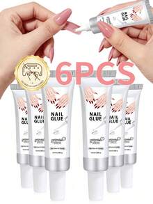 Super Strong Nail Glue 6pcs/Set 10ml Bottle Quick Dry Nail Adhesive Waterproof Long Lasting Suitable For Artificial Nails - 10ml Silver Tube - View 2