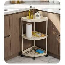 1-Piece Modern Style 3/4/5-Tier Corner Shelf, Foldable, Requires Self-Assembly, Suitable For Bathroom, Kitchen, Cosmetics And Toiletries, Multi-Functional Storage Basket - Multicolor - View 3