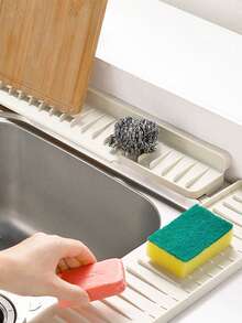 Modern Kitchen Essential: Large Self-Draining Dish Rack, Non-Slip Silicone Countertop Mat, 5° Sloped Angle, Convenient For Draining Dishes And Food Prep, Perfect Accessory For Any Kitchen Sink - Multicolor - View 5