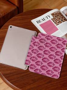 1件裝玫瑰紅唇印花彩繪平板保護殼，相容 iPad Mini4/Mini5/Mini6/Mini7/Air/Air2/9.7/10.2/10.5/Air4/Air5/10.9/Pro 11 吋/10代/Air 11-In.(M2)-2024/Pro11-In.(M4)-2024/Air 11-Inch (M3) 2025/(A16) 11 吋 11代 2025/Air 8(M4)2026(11-Inch) Galaxy Tab A8 10.5 吋 2022 機型，不含筆，內建筆槽，三折支架，TPU 軟邊防護，防摔耐磨，磁吸休眠/喚醒，個性化翻蓋平板保護殼 - 彩色 - 查看 4