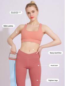 5-Level Adjustable Resistance Band With Handle, 30-150 Lbs Elastic Exercise Pull Rope Chest Expander, Suitable For Arm, Back, Leg Strength Training, Full Body Workout, Yoga Pilates, Home Fitness Equipment, Unisex - Multicolor - View 4