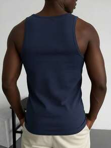 Men's Summer Sleeveless Narrow Shoulder Tank Top, Suitable For Daily Wear And Outdoor Use - Navy Blue - View 2