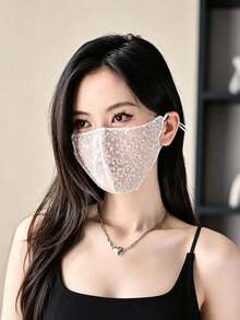 3pcs/1PC Women's Elegant Floral Lace Face Mask, 3D Breathable Fashion Sun Protection Shield, Washable & Reusable Soft Ear Loop Decorative Mask For Daily Outdoor Driving Dating - Multicolor - View 11