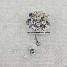 可伸縮愛國鵝造型識別證捲軸，亮片美國國旗 7 月 4 日亞克力 ID 卡套，可愛趣味護士識別證夾，適合護士、護理助理、醫生、教師與學生 - 均碼 - 查看 8