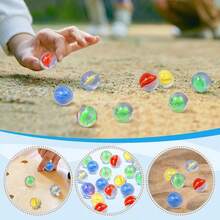 New 1pc/30pcs/60pcs, 1.6cm Colorful Rainbow Beautiful Transparent Glass Beads Marbles - Multicolor - View 4
