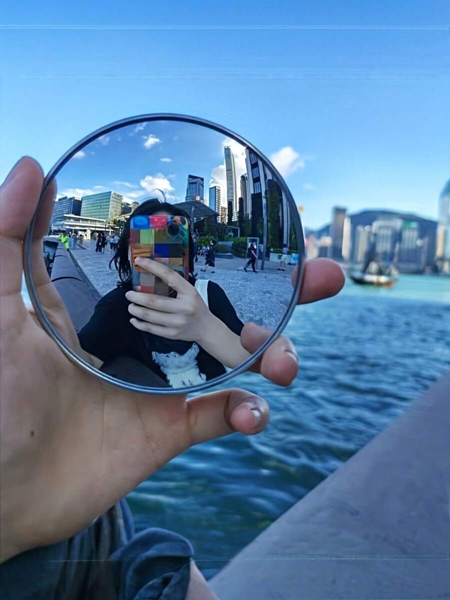 2/1pc Travel Photography Essential - Small Round Mirror For Photography, Available In Large And Small Sizes. It Uses A Convex Lens To Achieve Wide-Angle Shots, Making It A Must-Have Travel Gift For Friends, Selfie Accessory And Portable Equipment - Multicolor - View 1
