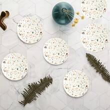 Marble Pattern Absorbent Coaster With Metal Holder, Colorful Terrazzo Absorbent Ceramic Coaster, Cute Coaster, Suitable For Coffee Table, Restaurant, Kitchen, Bar Dining Table Coffee Table Accessories Decoration Gift, Heat Resistant And Durable Coaster - Multicolor - View 11