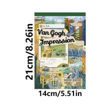 Bahan Buku Stiker Lukisan Minyak Kreatif Gaya Eropa & Amerika, Ilustrasi Pemandangan Van Gogh, Kertas Bahan Dekorasi Meja, Buku Stiker Perencana - 1 Set - View 2