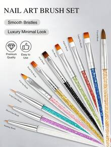 10pcs Nail Art Brush Set Drawing Pen Set Nail Art Decorations Brush For Diy Manicure Manicure Nail Art Pen Tool - Multicolor - View 5
