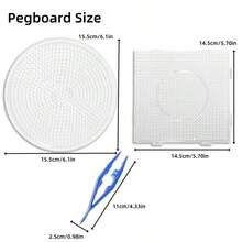 Pana-beads 1pc/Set, 2pcs/Set 5mm Square/Round Pegboard For Fuse Beads, Transparent Hama Board Plastic Perler Bead Pegboard, Fuse Beads And Perler Beads, Beading Supplies, Beading And Jewelry Making - Transparent - View 3