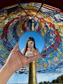 2/1pc Travel Photography Essential - Small Round Mirror For Photography, Available In Large And Small Sizes. It Uses A Convex Lens To Achieve Wide-Angle Shots, Making It A Must-Have Travel Gift For Friends, Selfie Accessory And Portable Equipment - Multicolor - View 7