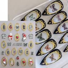 Ladybug Spider Butterfly Ant Gothic Frame Nail Art Stickers 5D Insect Theme Relief Design Y2K Halloween Heart Skull Horror Nail Art Decoration Nail Art Decor DIY Supplies - Multicolor - View 3