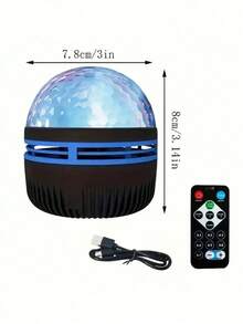 1pc Romantic Water Ripple Projection Lamp, LED Night Light, USB Powered, With Remote Control Multiple Color Adjustment Birthday Party, Wedding Halloween, Room Decoration Gift Atmosphere Light, Bedroom Light - Multi-color light - View 6