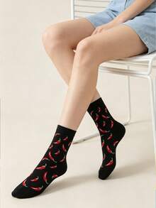 1/10/20 Pairs Men's Versatile Comfortable Chili Pepper Mid-Calf Socks - Multicolor - View 7