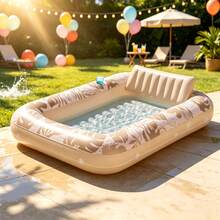 1pc Inflatable Pool Float Bed, Inflatable Water Lounger, Tropical Leaf Print, Waterproof & Easy To Clean, Comfortable Backrest, Soft Headrest, Adult Size, Suitable For Summer Pool Party, Beach And Backyard Relaxation - A - View 13