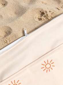 1pc Vintage Print Beach Vacation Waterproof Storage Bag - Beige - View 5