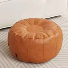 Round Seat Cushion Cover Faux Leather Large Capacity Sofa Stool Cover Minimalist Unstuffed Storage Leg Bench Storage - Multicolor - View 12