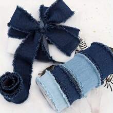 1 pieza Cinta de tela vaquera con borde deshilachado - Tira de tela azul de doble cara, perfecta para manualidades, proyectos con efecto vaquero, decoración de ropa y envolver regalos - Cinta deshilachada sin costura - Multicolor - Ver 12