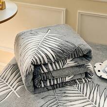 1 pezzo Coperta in pile soffice con motivo fiocco di neve, stile lussuoso, coperta da letto per camera da letto per tutte le stagioni, coperta per divano, coperta per riposino in ufficio, coperta per aereo - Grigio Scuro - Visualizzare 2