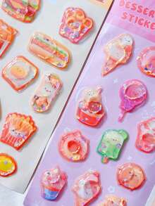 3D Shake Water Stickers Embossed Adorable Assorted Decals Mini Hamburger Cartoon 3D Stickers For Boys Girls Children Teens Students Laptop - Multicolor - View 7