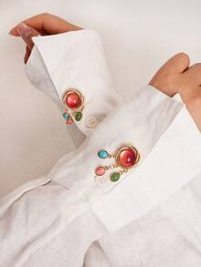 1pc/2pcs Button Cover For Shirt Glass Cufflink Cover Vintage Sleeve Button Clip On Button For Dress Wedding Tux Decoration Button Clothing Accessories - Star - View 1