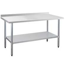 30" X 60" 18-Gauge Stainless Steel Commercial Work Table With 4" Backsplash And Undershelf - Silver + Stainless Steel - View 1