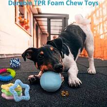 3pcs Random Style Small Dog & Puppy Chew Toys, Durable Rubber Toys For Teeth Development And Cleaning, Boredom Relief Self-Entertainment Pet Toy Set - Multicolor - View 3