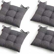 4-Piece Premium Luxury Chair Cushion Set – Soft Filled Comfortable Seat Pads, Non-Slip Base Stylish Design, For Kitchen & Dining Room Chairs - Dark Grey - View 2