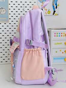 Mochila de Estrellas de Dibujos Animados Multicolor, Estilo Japonés Suave y Lindo, Mochila Escolar de Gran Capacidad para Estudiantes y Niñas - Multicolor - Ver 4