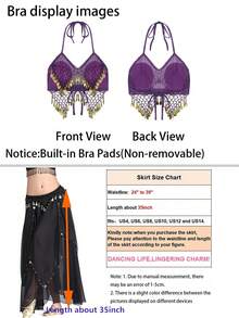 Bohemian Rhinestone Coin Halter Crop Top With Asymmetric Sheer Chiffon Skirt For Beach Vacations, Desert Festivals & Rave Outfits (Available In Multiple Colors) - Multicolor - View 11