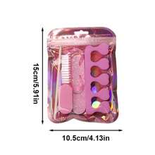 Pink Complete Nail Care Set, Includes Finger Separator, Cleaning Brush, Oval Polishing Block, Glitter Double-Sided Nail File, Cuticle Pusher, Laser Bag, All-In-One Polishing, Buffing And Cleaning, Portable And Home Nail Tool Set, Easy To Use, High-Quality Tools - Rose Red - View 2