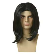 Men's Mid-Point Wigs, Men's Cos Wigs, Suitable For All Races, Halloween, Anime, Role-Playing Wigs, Black And Brown, You Can Choose Fluffy To Increase Hair Volume, Micro-Curly Mid-Length Wigs - Multicolor - View 7