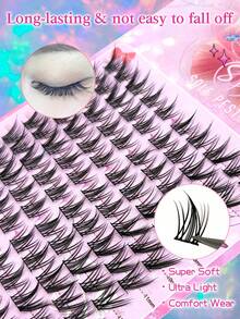 100pcs Cluster False Eyelashes 10-11mm C Curl Fine Textured Single Cluster Lashes Natural Makeup Look D Curl Fluffy Cluster Lashes DIY Eyelash Extensions Single Cluster - C - View 3