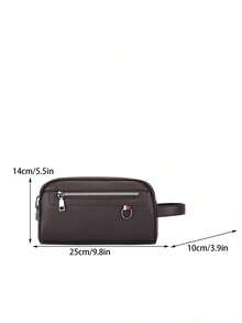 Minimalist Business Men's Clutch Bag, Lightweight Large Capacity Square Pouch For Outings And Commuting - Brown - View 7