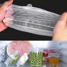 6-Piece Clear Flexible Silicone Food Lids, Universal Stretch Covers For Plates, Bowls & Containers - White - View 4