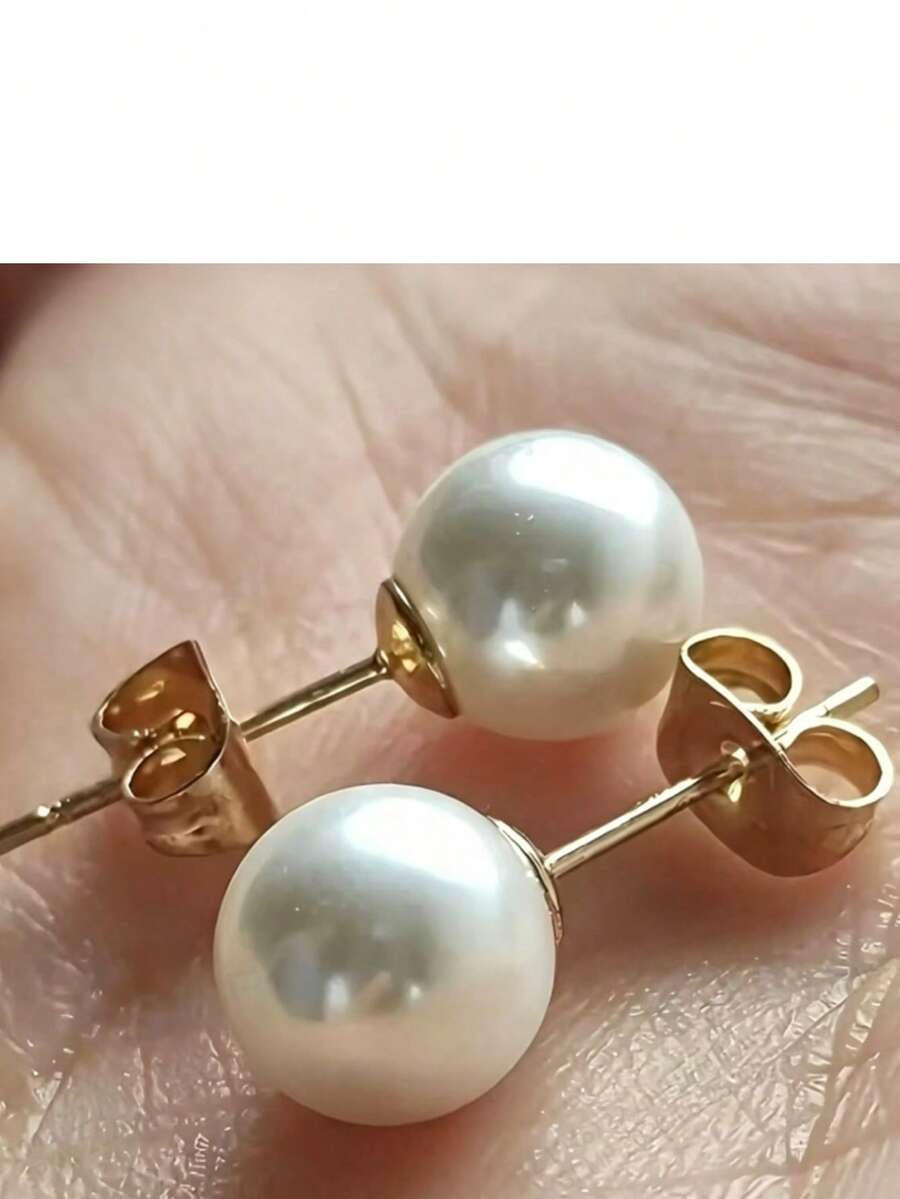 1 Pasang Anting Mutiara Mewah Premium Wanita, Serbaguna dan Unik - Emas - View 1