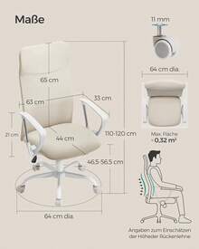 Home Office Chairs - 卡布奇諾米色 - 查看 3