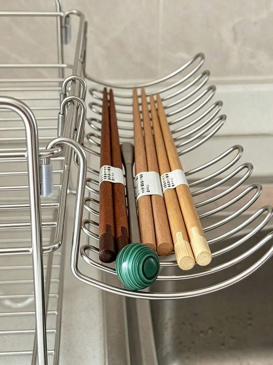 Stainless Steel Colander, Expandable Hanging Storage Rack - Western Utensil Fork Spoon Holder, Extendable Small Hanging Rack, Strainer, Suitable For Kitchen Sink Extension, Storage Shelf, Solving Storage Solutions - Multicolor - View 1