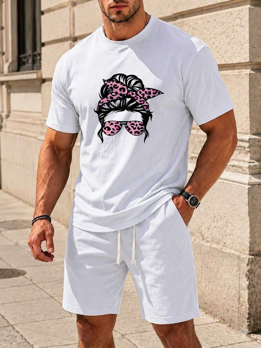 Men Urban Graphic Print T-Shirt Cotton Tee - 白色 - 查看 1