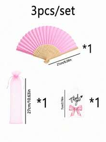 1-60 pièces Ensemble d'éventails de mariage rose en bambou pliables avec sacs cadeaux et cartes de remerciement, cadeaux pour demoiselles d'honneur, ensemble de cadeaux d'éventails pliables, convient pour les faveurs de fête des invités de mariage, cadeaux pour la mariée - rose - Voir 8