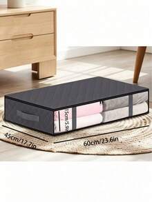 Large Black Underbed Storage Bag, Can Store Clothes, Shoes, Blankets, Toys And Stationery, Suitable For Underbed And Storage Room Space, Essential For College Dorm - Black - View 3