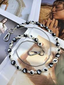 New Model DIY Tai Chi Yin And Yang Eight Trigrams Formation Pants Chain Men And Women Accessories Y2K Jewelry Symbolize Peace Good Luck Solve Worries - Black - View 7