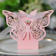 25 Stück Schmetterling Lasergeschnittene Geschenkboxen DIY Hochzeit Geburtstag Geschenk Süßigkeitenboxen mit Schleife, süße Schokoladenverpackungsboxen, geeignet für Hochzeit, Braut Geburtstagsparty Gastgeschenke, Dekorationen, Schulanfang, Valentinstag - Mehrere Stile - Übersicht 4