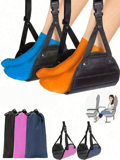 1/6pcs Adjustable Travel Foot Hammock - Airplane Foot Hammock (Includes Storage Bag), Footrest, Flight Leg Hammock, Adjustable Height Portable Travel Accessory, Suitable For Airplane, Train, Office, Travel Essential, Back To School, Vacation Camping