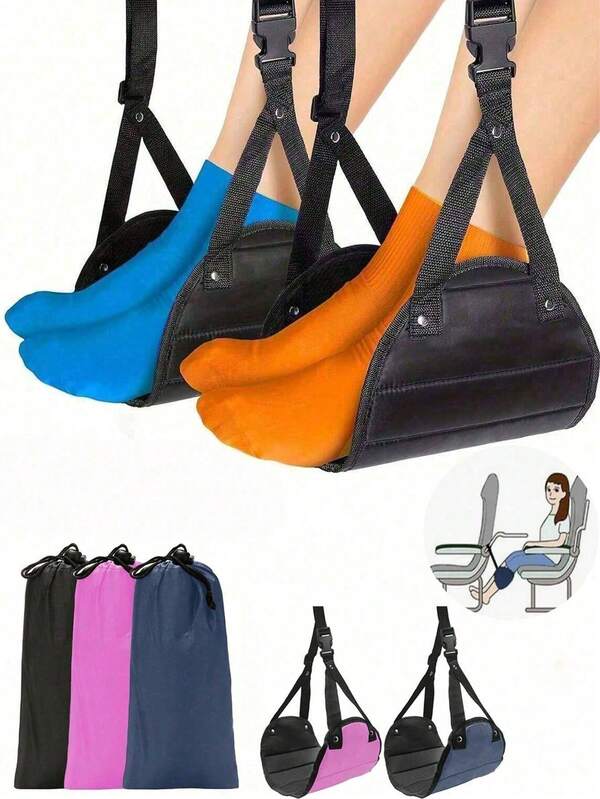1/6pcs Adjustable Travel Foot Hammock - Airplane Foot Hammock (Includes Storage Bag), Footrest, Flight Leg Hammock, Adjustable Height Portable Travel Accessory, Suitable For Airplane, Train, Office, Travel Essential, Back To School, Vacation Camping